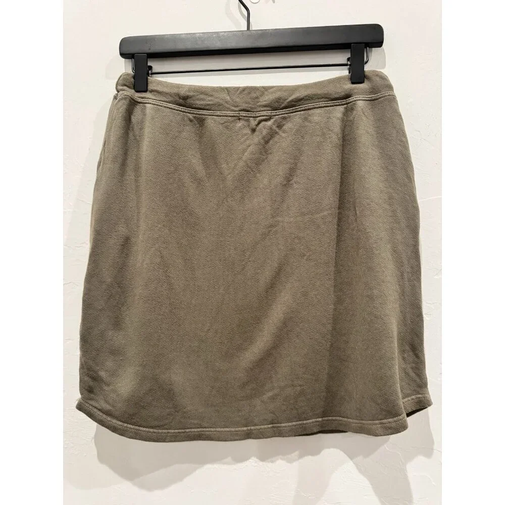 Sundry For Evereve Green Skirt Size M Drawstring Cotton Knit - Picture 5 of 7